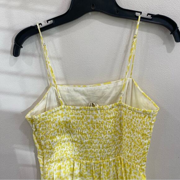 Du Paradis Yellow Animal Print Cotton Voile Midi Sundress XS Fit Flare Summer - Picture 5 of 11